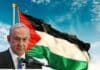 Benjamin Netanyahu and Palestine flag