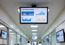 Secure digital health records interface on a computer in a modern Nigerian hospital, symbolizing enhanced privacy in tech-driven healthcare