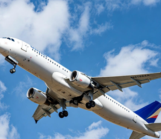 A Nigerian commercial jet taking off against a clear blue sky, with a subtle overlay of a cracked safety checklist and human silhouette, symbolising that human behaviour remains the biggest factor in aviation safety and efficiency.