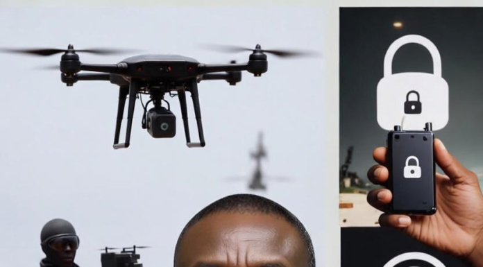 Bosun Tijani Addresses Bandits’ Use of Technology to Evade Tracking Minister Bosun Tijani surrounded by images of drones, encrypted devices, and armed bandits, highlighting the challenge of criminals using advanced technology