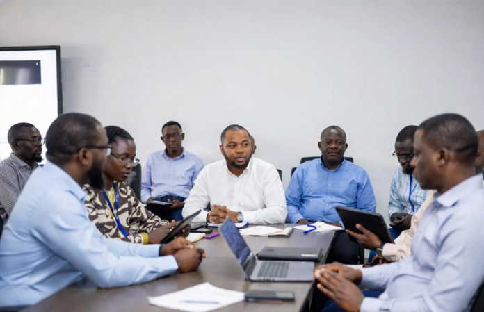 Lagos State Signs Major Partnership with Russia to Transform Energy and Technology Sectors Lagos State Governor and Russian officials shaking hands in front of Nigerian and Russian flags, with digital overlays of power grids, renewable energy plants and smart city technology.